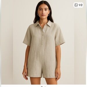 Myrah Penaloza Linen Romper - Free Size
